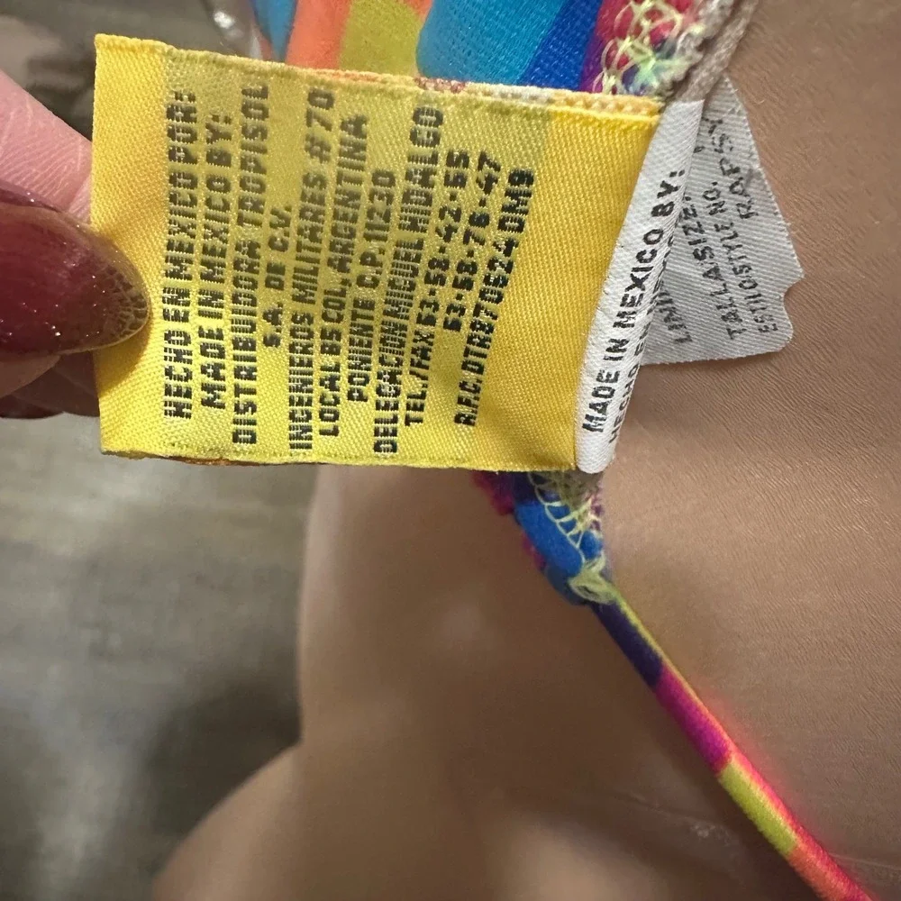 Y2K rainbow checker bikini top Sunset Beach size M Rave Festival‎
